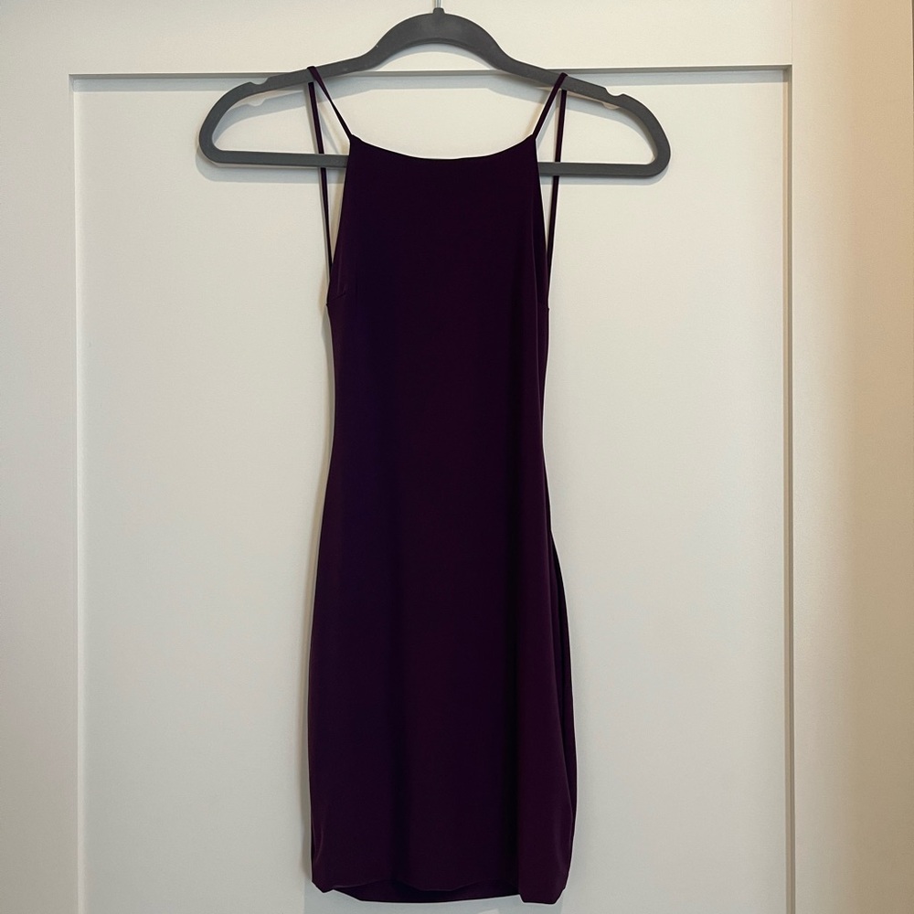 Burgundy low back mini dress